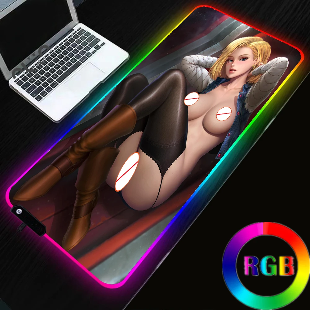 

Коврик для мыши с аниме Super DBZ Bulma Android 18, сексуальный RGB коврик для мыши, игровые аксессуары, RGB коврик для мыши, светодиодсветодиодный вые аксессуары, Настольный коврик, коврик для клавиатуры