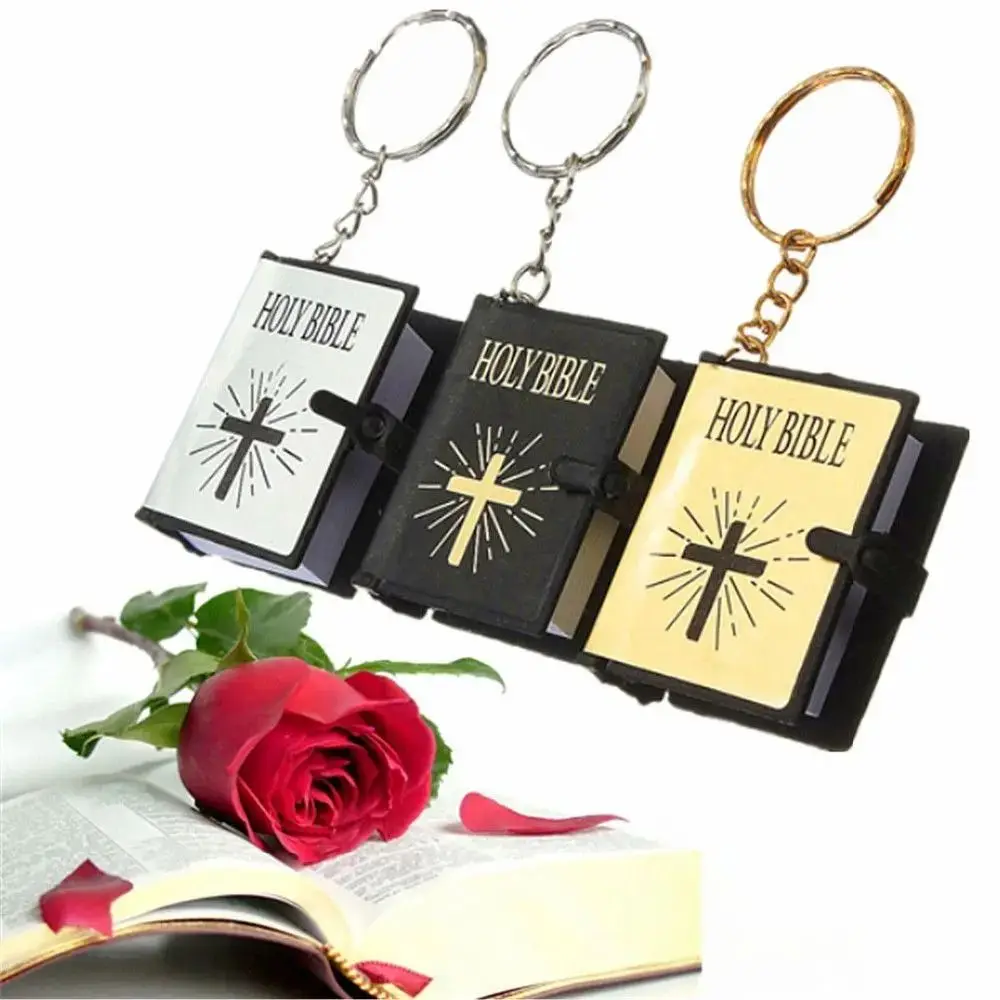 Backpack Charms Miniature Bible Key Chains Schoolbag Pendant Handbag Pendant Cross Keyrings Bag Accessories Jewelry Gift