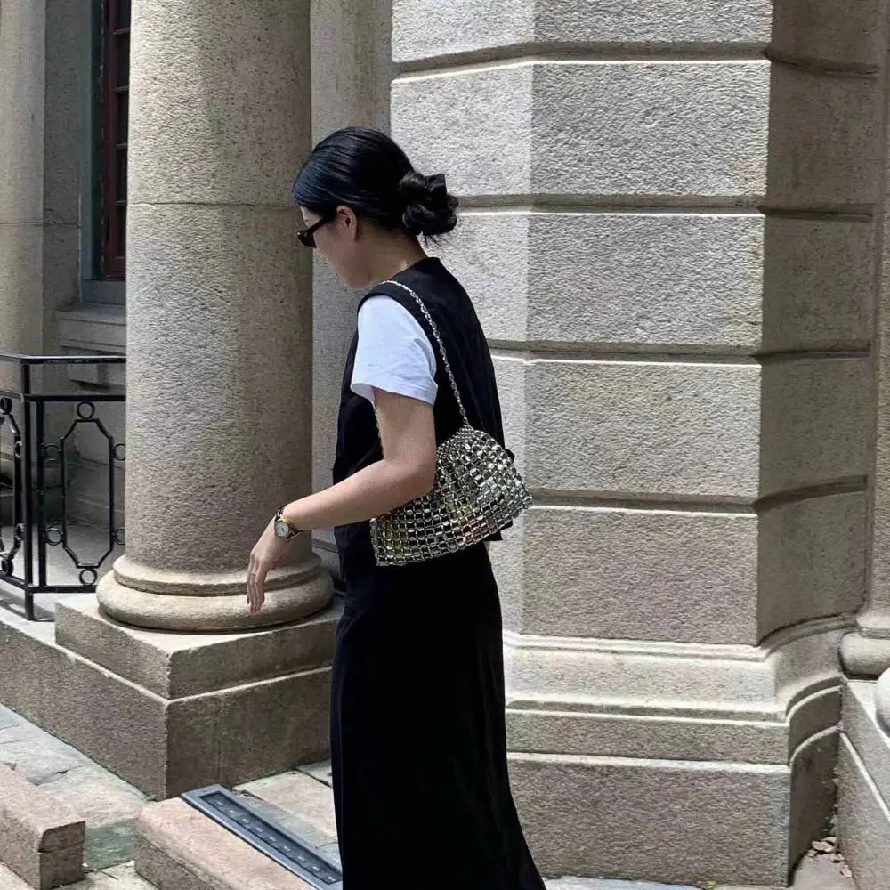 

Sequin Evening Banquet Bag Temperament Mini Glitter Shoulder Bag Small Purse Underarm Bag Woven Beaded Crossbody Bag Party