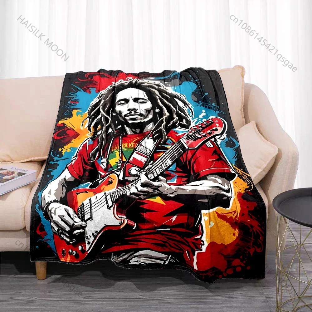 1PC Graffiti style dreadlocks guitarist performing Print Blanket Flannel Material Soft Warm for All Seasons Home Camping Picnics