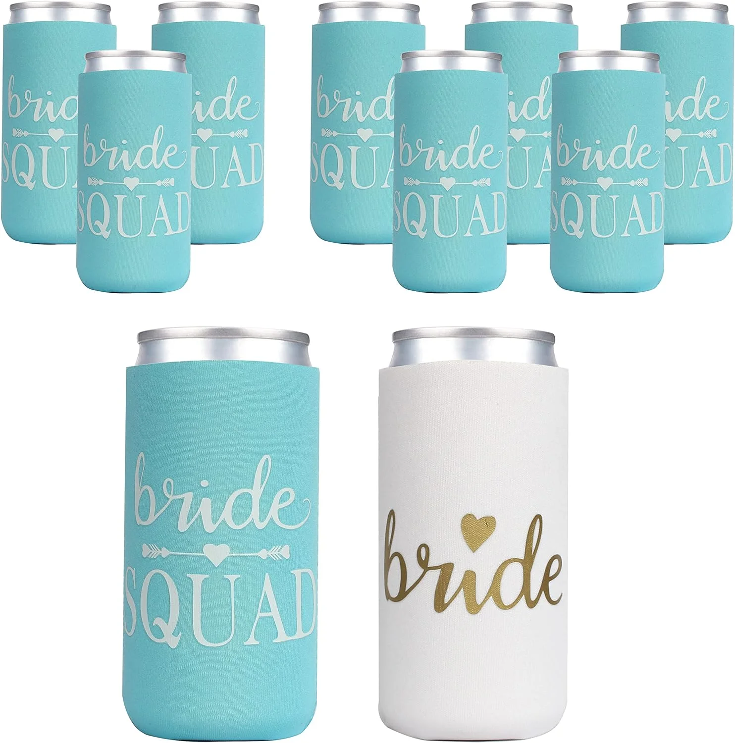 10er-Pack Junggesellinnenabschied-Dekorationen, schmale Dosenkühler, Brautjungfern- und Braut-Team-Dosenhüllen, Braut-To-Be-Hochzeitsantrag-Geschenk – Detail 8