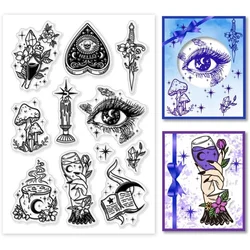 1pc Magic Patten Clear PVC Stamps Magical Rubber Stamp Silicone Stamp Cards Magic Book Mushroom Rubber Stamps for Card Making