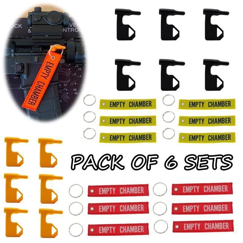 6 Sets Chamber Safety Flag for R-ifle S-hotgun with Bonus Key Chain Tags - Universal Rifle Accessories Airsoft Wargame