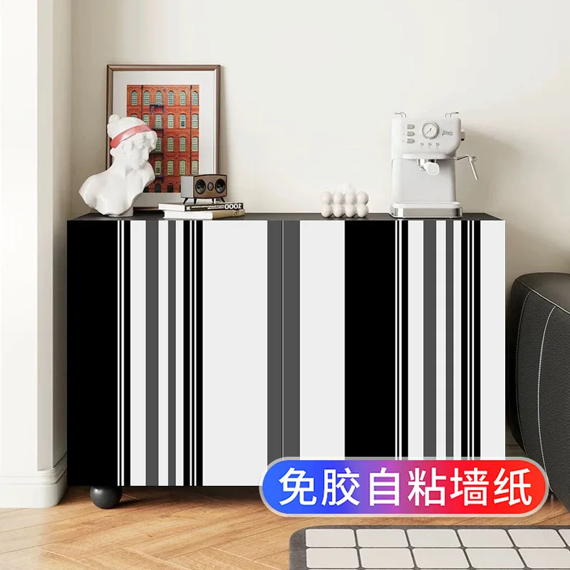 Vertical Stripe Self Adhesive Wallpaper for Furniture Refurbishing Dorm Cabinet Door Sliding Glass Wardrobe Remodeling