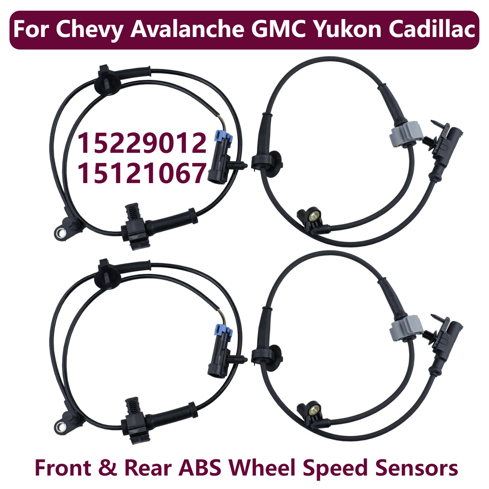 

4Pcs Front Rear ABS Wheel Speed Sensors For Chevy Avalanche GMC Yukon Cadillac 15229012&15121067