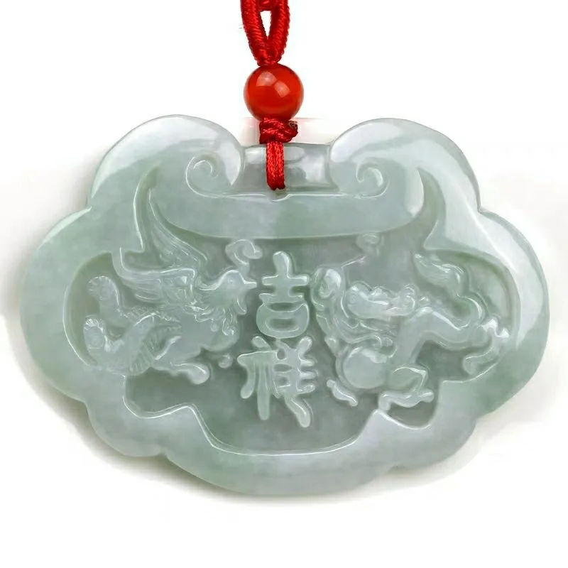 

Autumn and Winter Wear New Dragon and Phoenix Auspicious Jade Pendant Men and Women Retro Dragon and Phoenix Jade Lock Pendant
