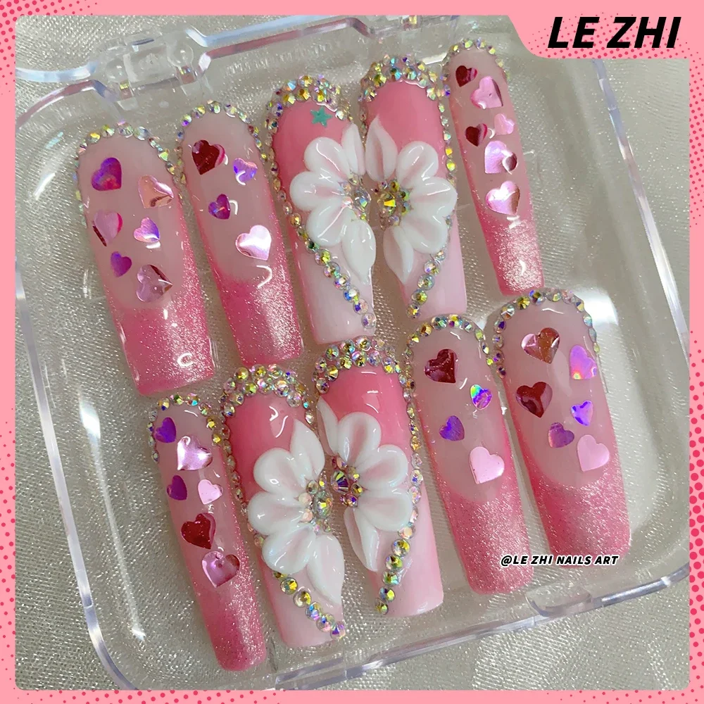 Nail Party Stickers Almond Coffin Hello Kitty Press On Nails Art Press On Nails Art French Ballerina Glitter Nail Sticker Gift