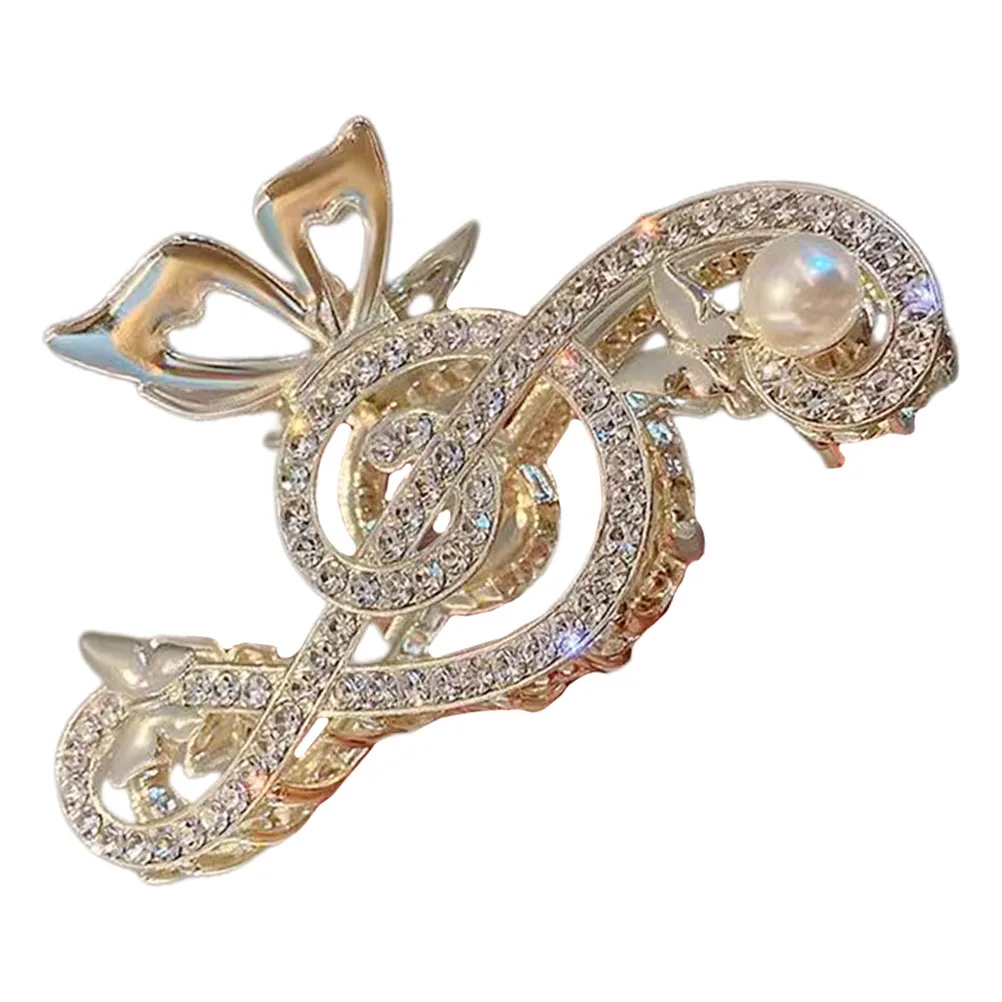 

Musical Note Hairpin Claw Clips Rhinestones Girls Accessories Durable Practical Design Securing Grip Suitable All Hair Types
