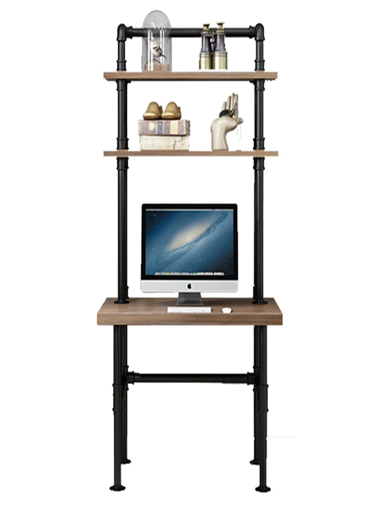 

Loft industrial style solid wood desk bookshelf combination creative writing bookcase integrated office computer desk
