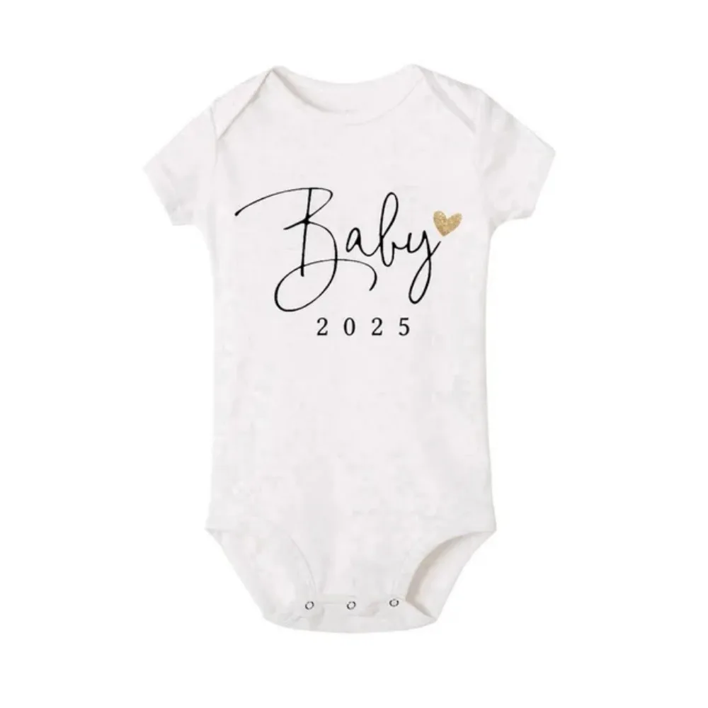 Baby Announcement Coming Soon 2025 Newborn Baby Bodysuits Summer Boys Girls Romper Body Pregnancy Reveal Clothes