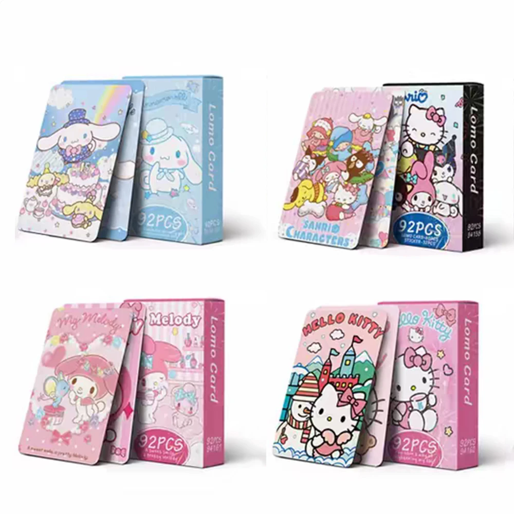 92Pcs Sanrio Hello Kitty Melody Sticker Card Anime Cinnamoroll Student Toys Ins Style 3-Inch Cartoon Small Cards Children'S Gift