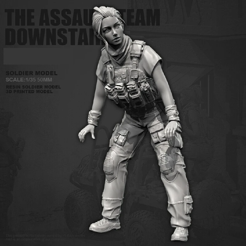 

1/35 Modern Female Soldiers Resin Model Figure Gk Micro Miniature 3d Printed White Model Toy Unassembled And Unpainted Kit