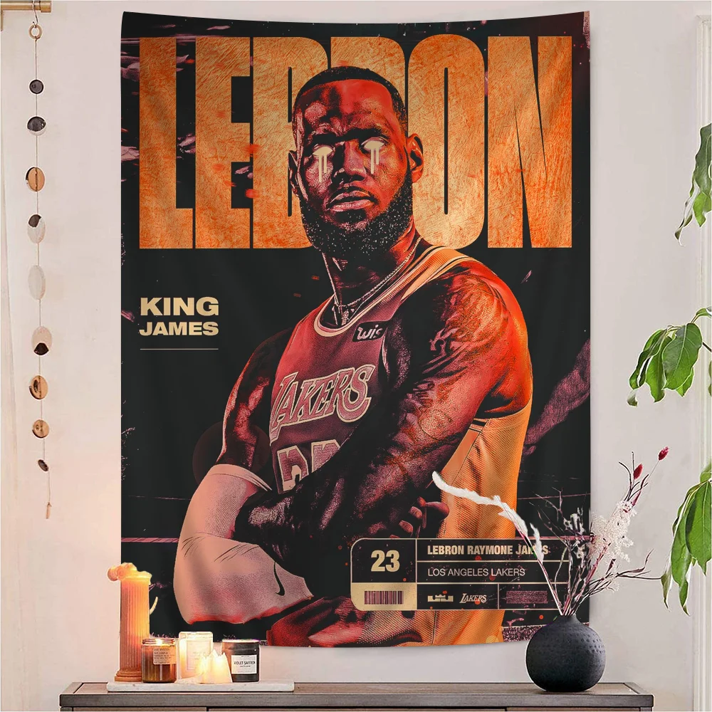 POP Basketball Player L-LeBron- James Basketball Printed Large Wall Tapestry Hanging Tarot Hippie Wall Rugs Dorm Art Home Decor