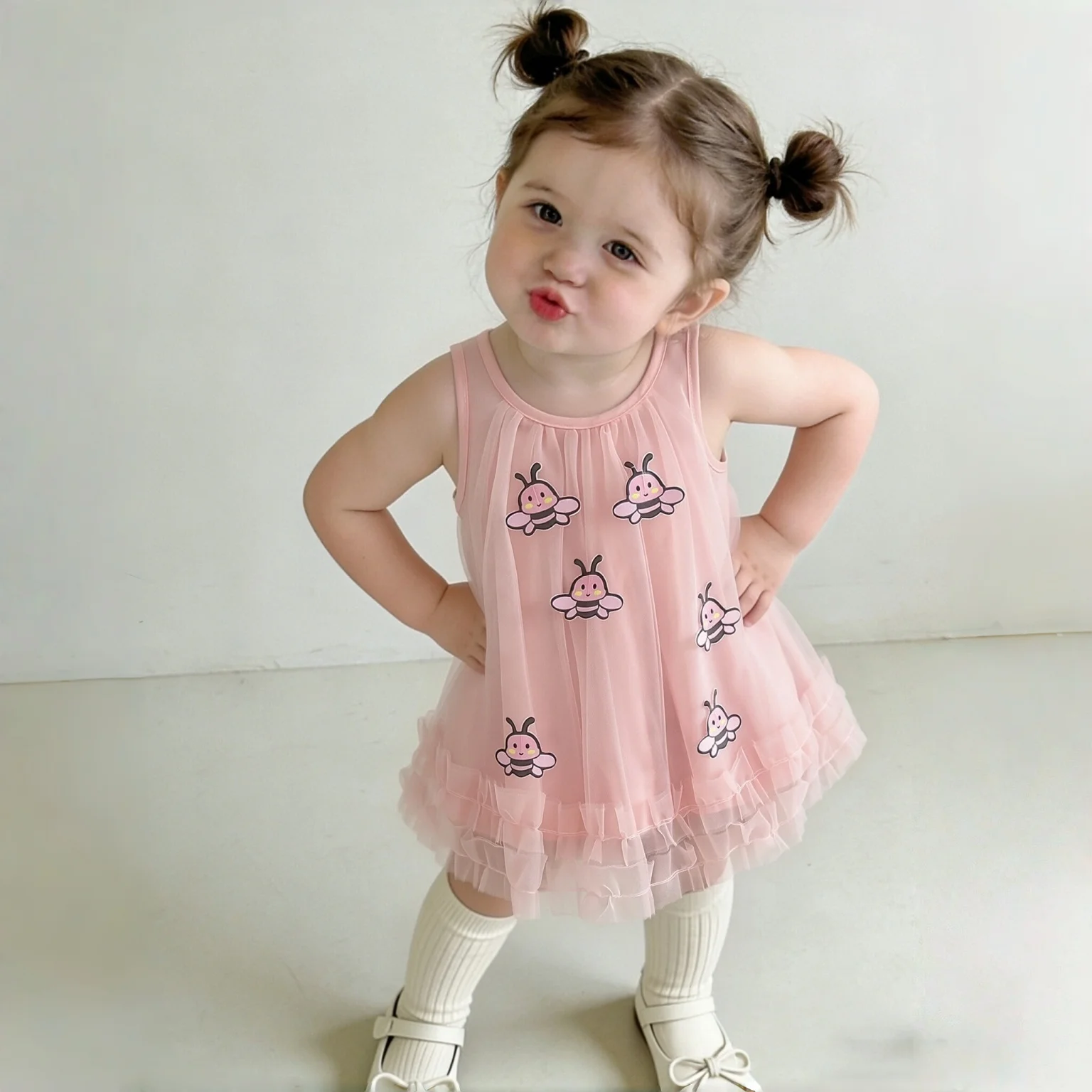 Süßes Prinzessinnenkleid für Babymädchen, Sommerliches Neues Niedliches Tüll-Tutu, Geburtstagskleid für Einjährige, Babykleidung 9 Monate - 3 Jahre