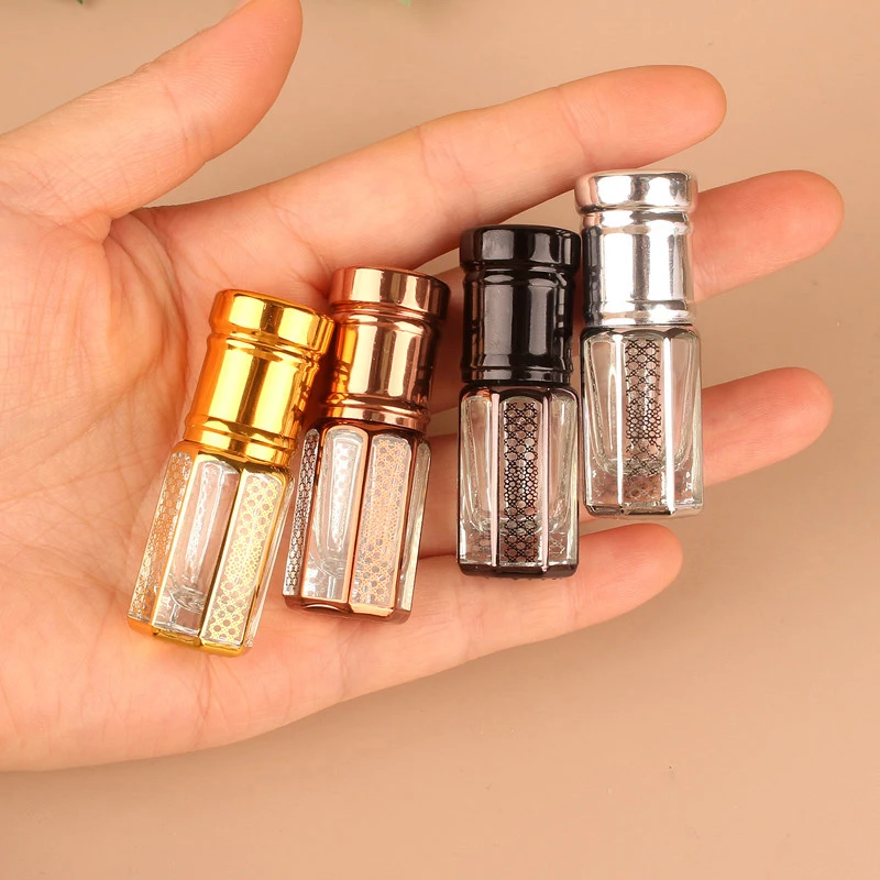 3ml Roll On Glass Bottle Aromatherapy Essential Oil Container Gold Luxury Empty Refillable Mini Roller Perfume Bottle