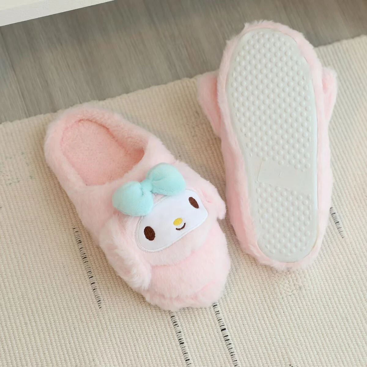 Lovely Pochacco Kuromi Indoor Cotton Shoes My Melody Cinnamoroll Warm Slippers Cartoon Japanese Style Slippers Flat Non-slip