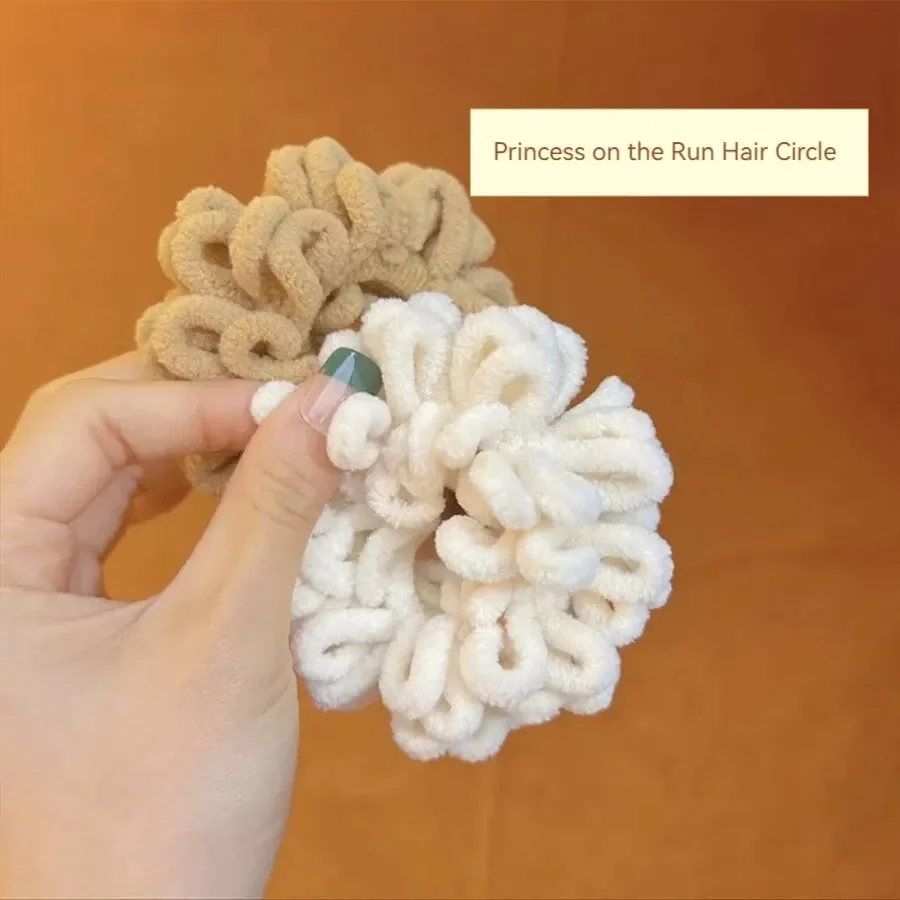 54Pcs Milk Tea Color System Hair Band Grab Clip Large Intestine Hair Band Side Clip High Elasticity Hair Bands Autumn Winter New
