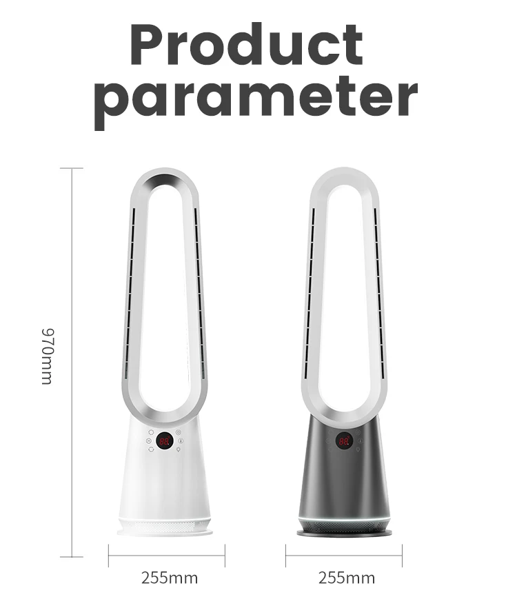 Ventilador De Torre Sin Aspas 38 Inch Hot Cool Bladeless Leafless Fan Electric Heater and Cooling Fan 2000w With Remote Control