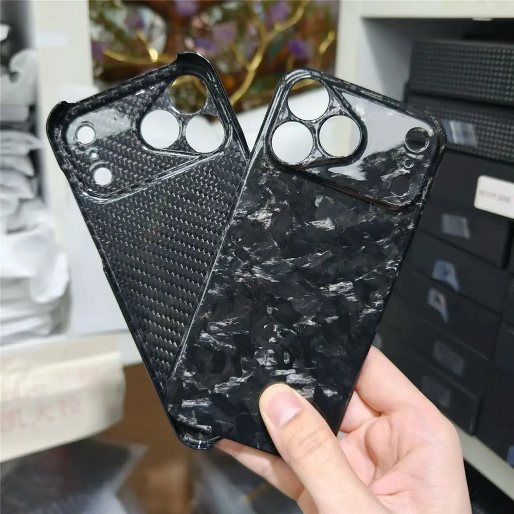 Genuine Real Carbon Fiber Slim Case for iPhone 17 Pro Max Irregular Forged Cover