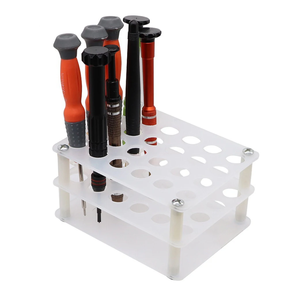Caja de almacenamiento de destornilladores, caja de herramientas acrílicas, estante de almacenamiento de componentes electrónicos, Chips IC, soporte para herramientas de reparación de teléfonos móviles, 1 pieza