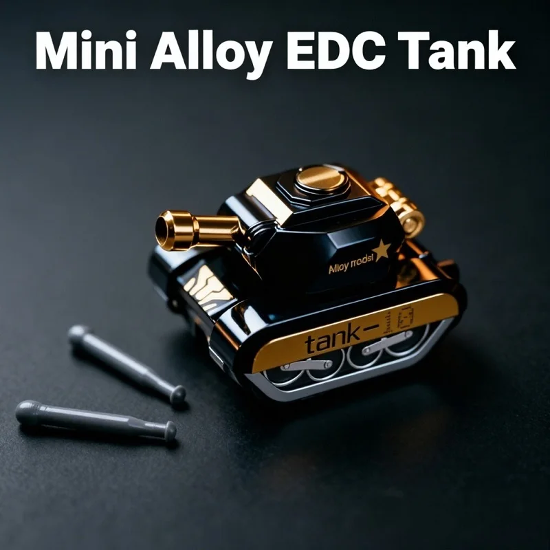Boys Mini Metal EDC Tank Model Diecast Desktop Armored Hand Cannon Ratchet Stress Relief Toy Alloy Fidget Figurine Gift for Men