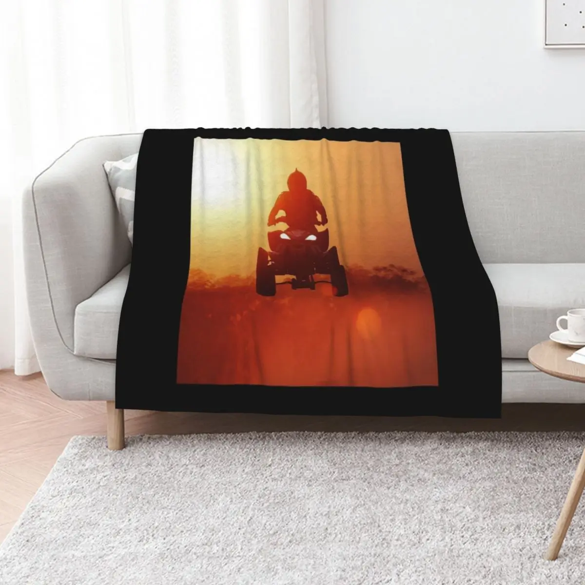 

Quad bike sunset Throw Blanket Thermal Furry Retros Decorative Sofa Blankets
