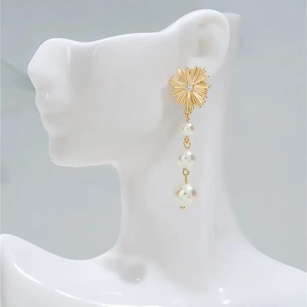 

14K Gold-wrapped Abstract Wave Lotus Leaf with Hanging Ring Earrings, Silver Needle DIY Handmade Earrings, Ear Accessories