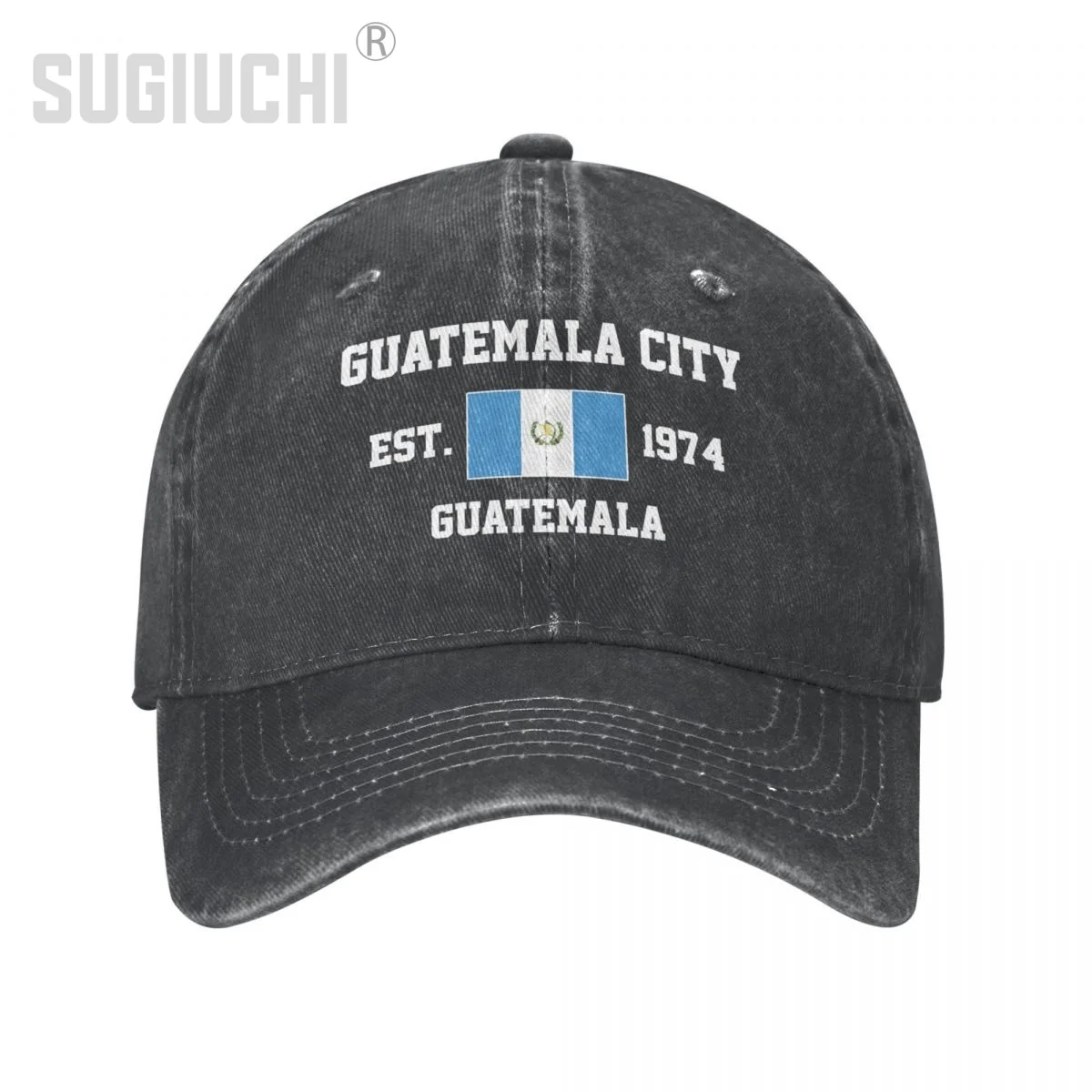 Flag of Guatemala EST.1974 Guatemala City Unisex Adult Washed Denim Baseball Cap Men Vintage Cotton Dad Patriotic Trucker Hat