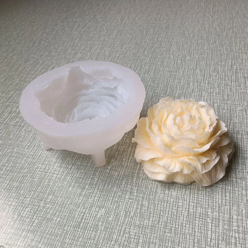 3D Peony Candle Silicone Mould Flower Soap Resin Plaster Mold Ice Chocolate Baking Tool Gypsum Handmade Home Decoration Gift