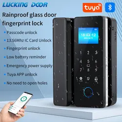 Tuya APP IP54 Waterproof Outdoor Fingerprint Door Lock For Glass Door Wooden-door Metal-door Resistant Smart Home Security Lock