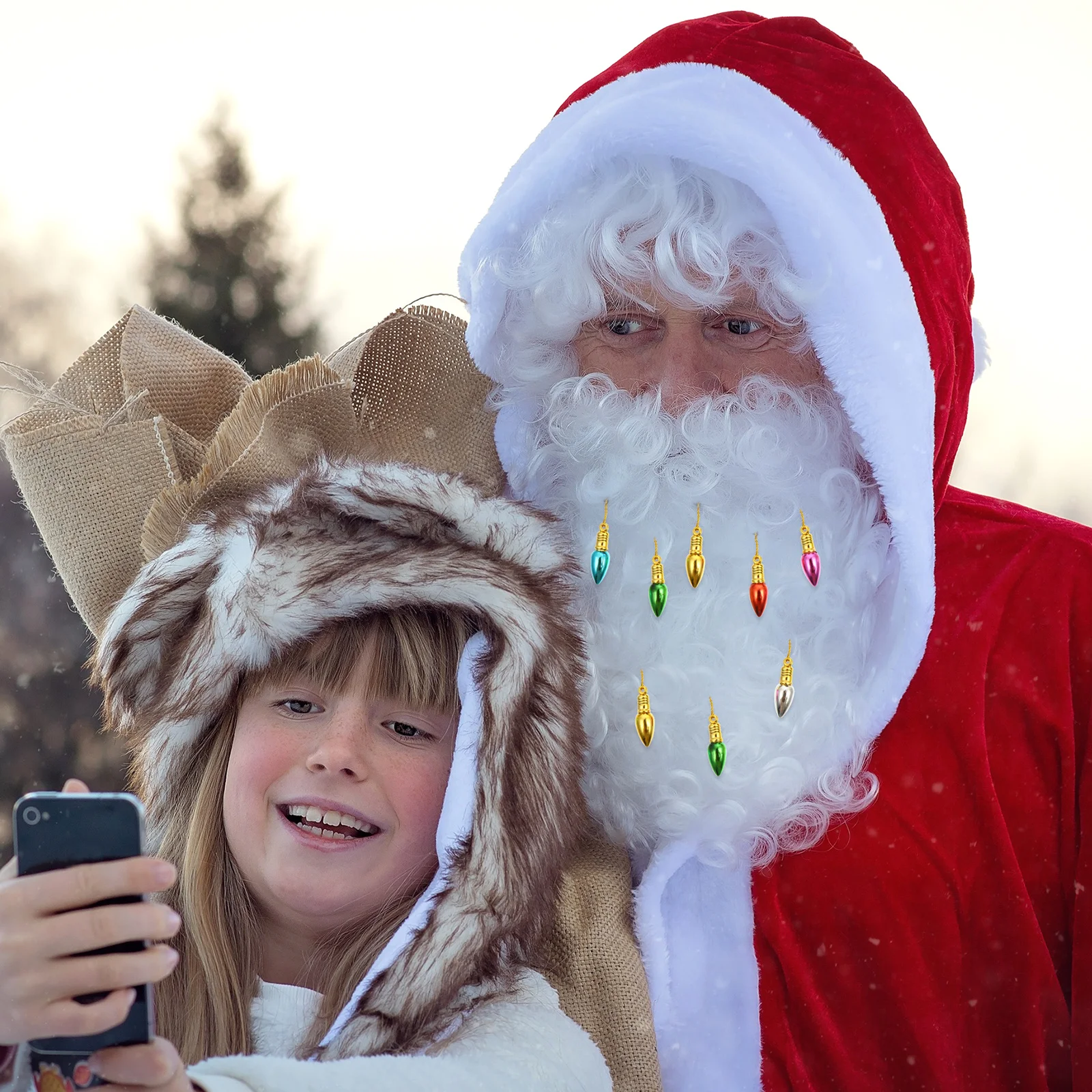 

24pcs Bright Shiny Beard Clips Premium Plastic Mini Bell Clamps For Men Facial Hair Ornament Christmas Decoration Pendant