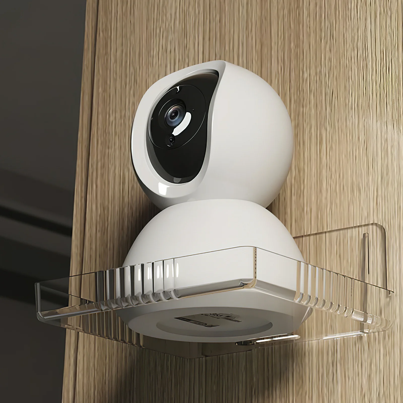 

2Pcs Adhesive Wall Shelf Mount for Baby Monitor Security Camera No Screw Installation Transparent Holder for Router Speaker in