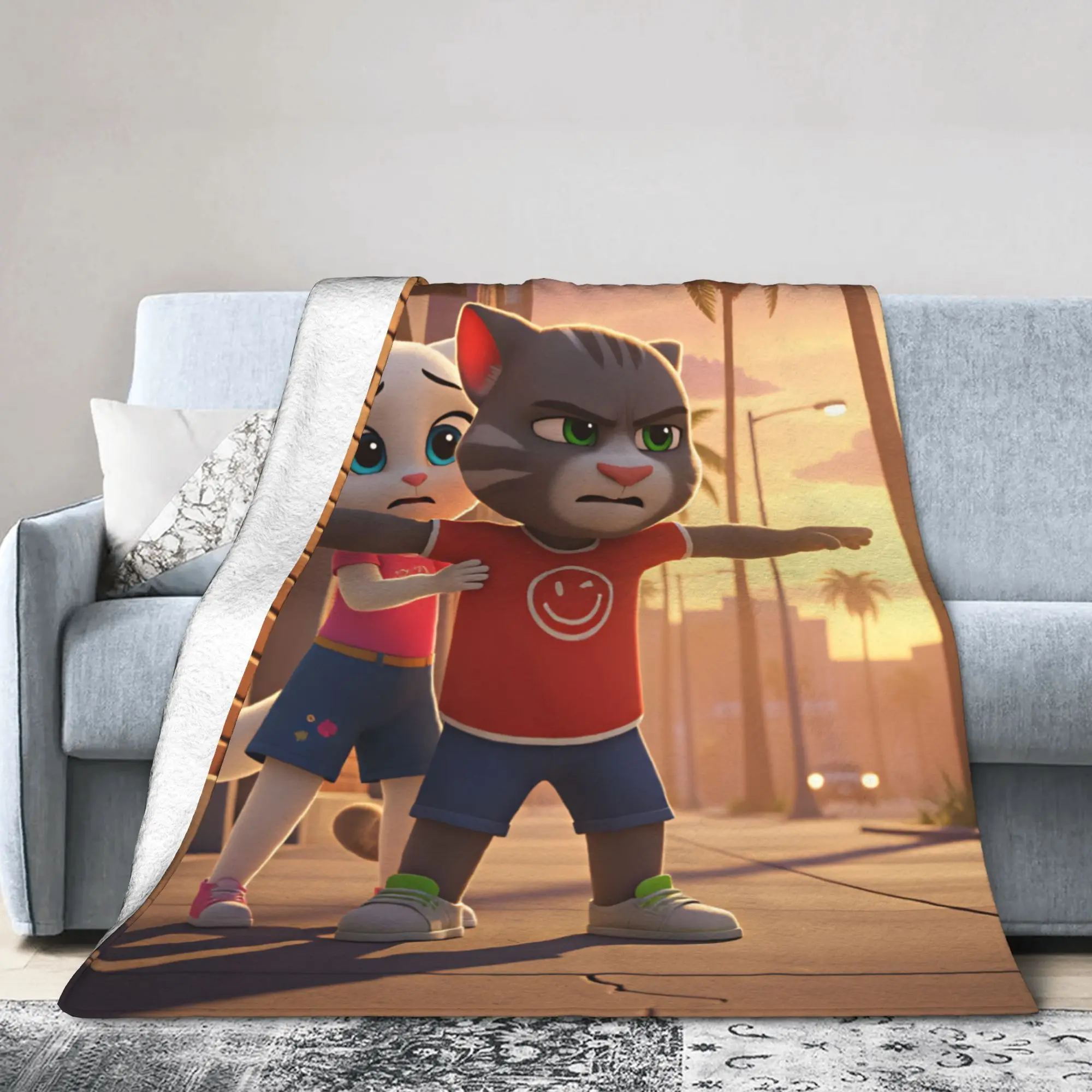 T-Talking T-Tom And F-Friends   Soft Blanket  Boy Girl Plush Throw Blanket Pattern Couch Chair Flannel Bedspread Sofa Bed Cover