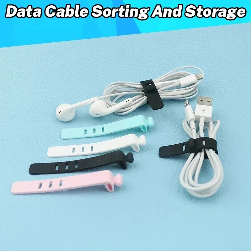 20/5/1Pcs Reusable Fastening Cable Ties Cord Organizer for Earphone Mouse Cable Winder Portable Soft Silicone Wire Organizer