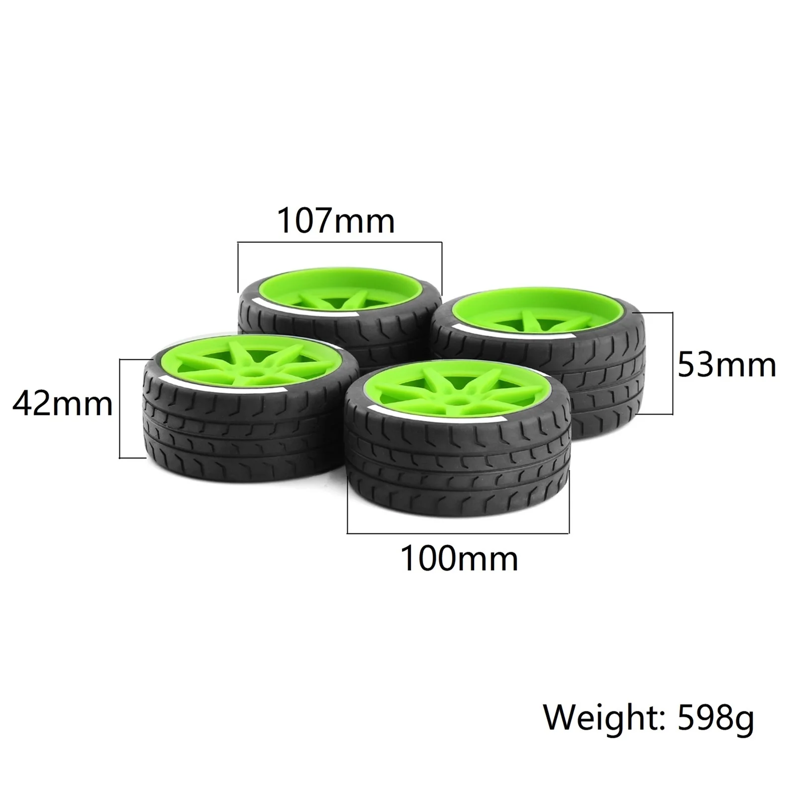 4pcs 53/107 42/100 Tire Tyre 17mm Wheel Hex for Arrma 1/7 Felony FSR Model GT RC Car Upgrade Parts