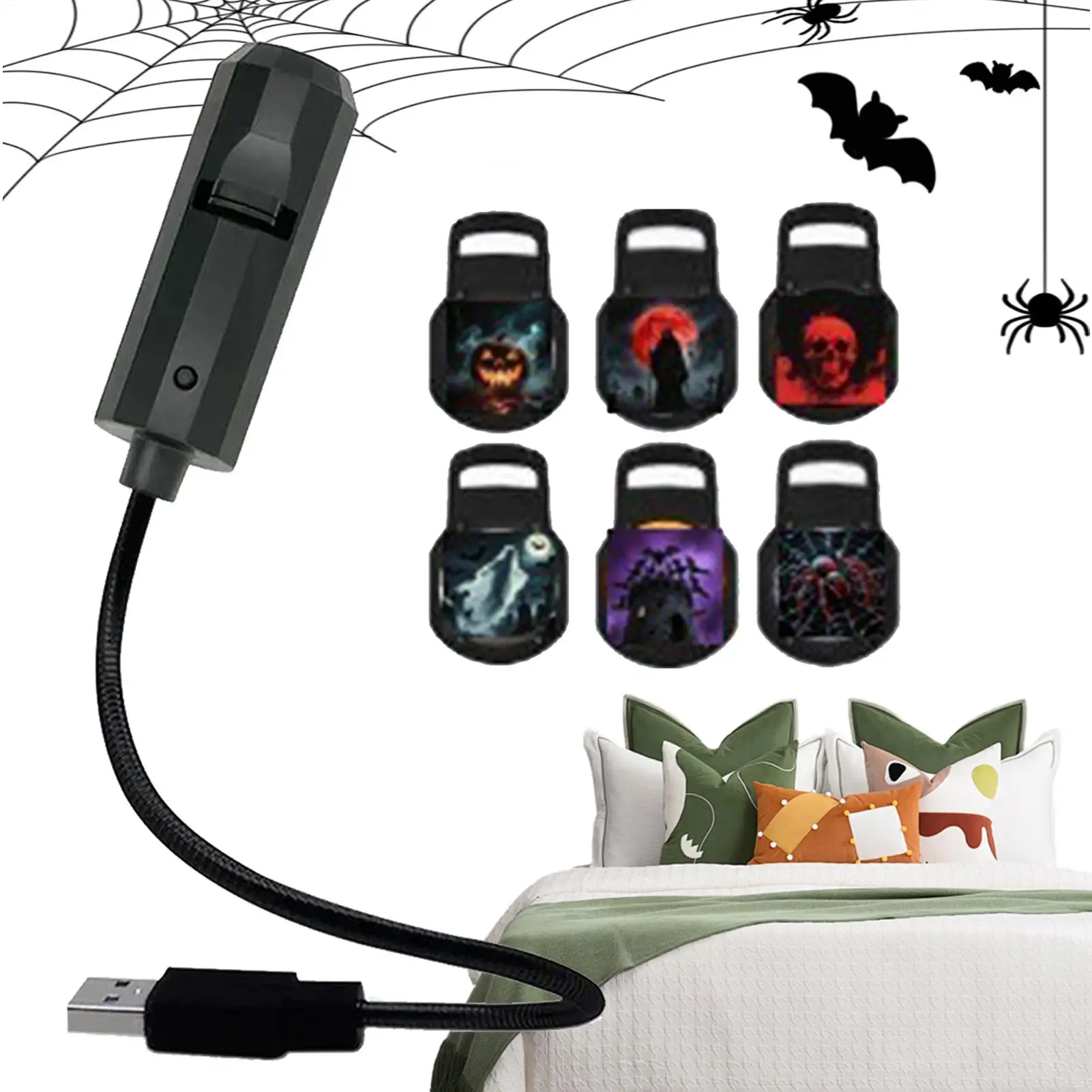 Nuevas luces de proyector de Halloween para exteriores, LED giratorio de 360 grados, decoración de Halloween, lámpara LED para habitación, hogar, dormitorio, Patio, teatro