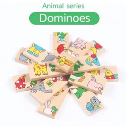 Children's Dominoes Creative Animal Cognition Wooden Toy Educational Early Education Puzzle