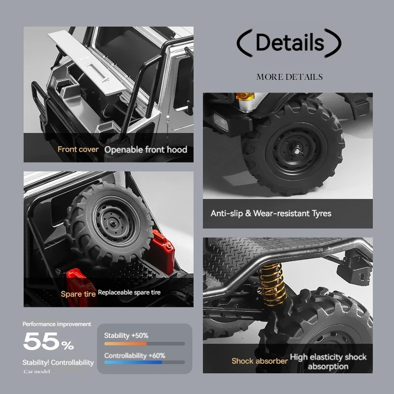 Mangniu 1/18 mn333 unimog rc carro de escalada de controle remoto tração nas quatro rodas proporção completa modelo de simulação de liga de caminhão off-road