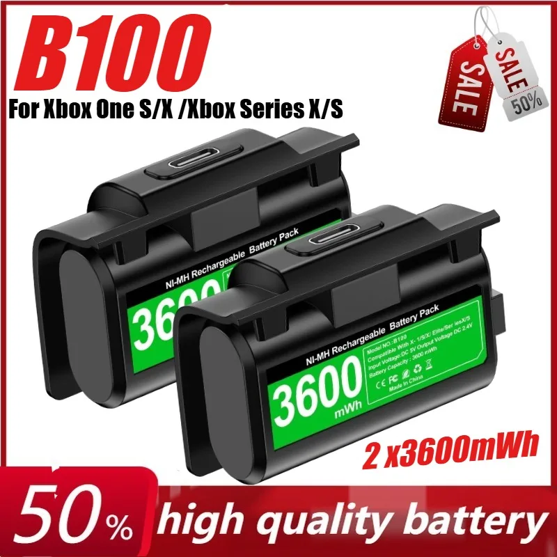 

B100 2 X3600mWh Rechargeable Battery for Xbox One S/X /Xbox Series X/S Controller Battery with Charging Cable