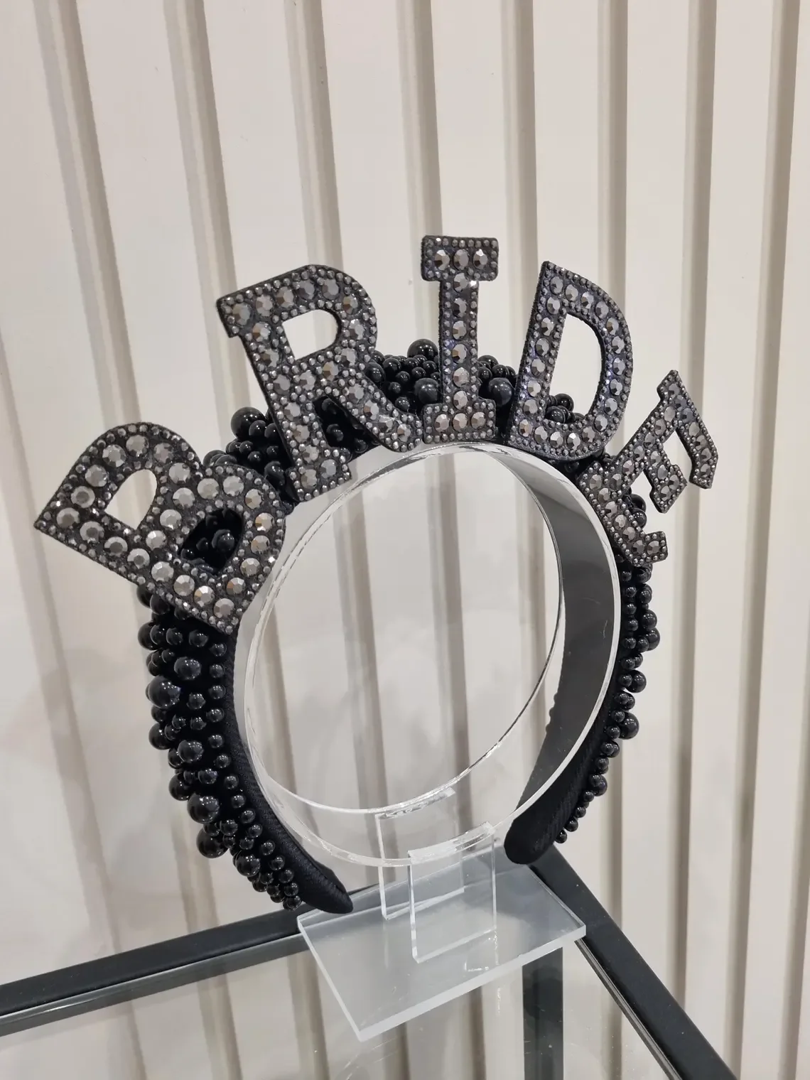 bride black bride crown pearl headband personalised headband gift bride to be gothic bachelorette party supplies wedding gift image 2