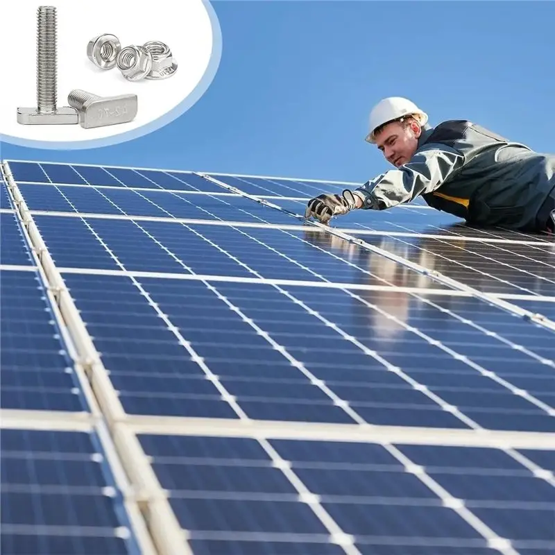 ABYN-For Greenhouse Solar Mounting Rails Hammer Head Screws M8 X 30 Mm, Stainless Steel Screws And Flange Nuts M8 Photovoltaic