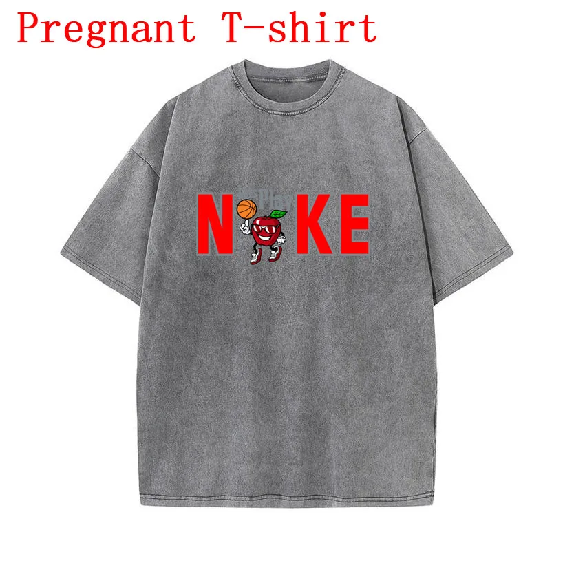 

Retro Funny Cartoon N KE Letter Printing Loose Short-sleeved T-shirt Pregnant Woman Summer Round Neck Top Maternity Woman Tee