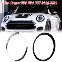 Para Mini para Cooper F55 F56 F57 2014-2021 negro brillante/placado en plata anillo de faro moldura cubierta envolvente 51137300631