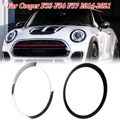Para Mini para Cooper F55 F56 F57 2014-2021 negro brillante/placado en plata anillo de faro moldura cubierta envolvente 51137300631