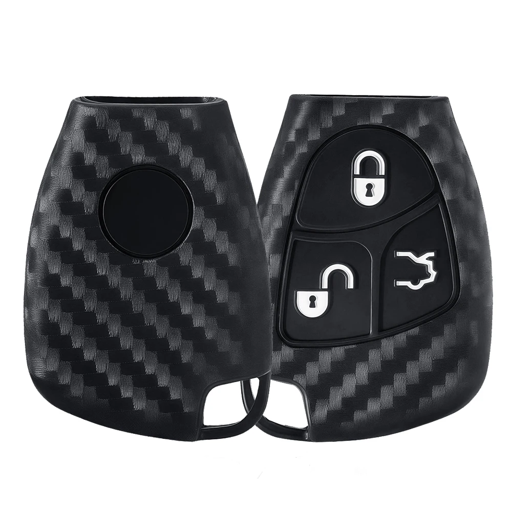 

Чехол для автомобильного ключа из силикона с карбоновым волокном для Mercedes Benz C, B, E, R Class, GL, CLS, CLK, SLK, W203, W211, W204, 3BNT, чехол для пульта дистанционного управления.