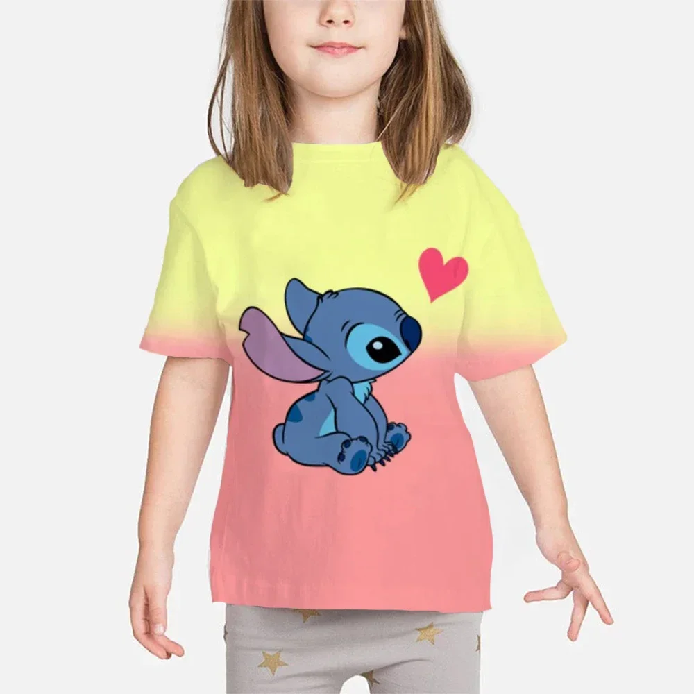 

New Kawaii Stitch Tshirt Kids Girls T-Shirts Cartoon Anime 3D Print Streetwear Men Women Fashion T Shirt Boys Tees Tops Clothing