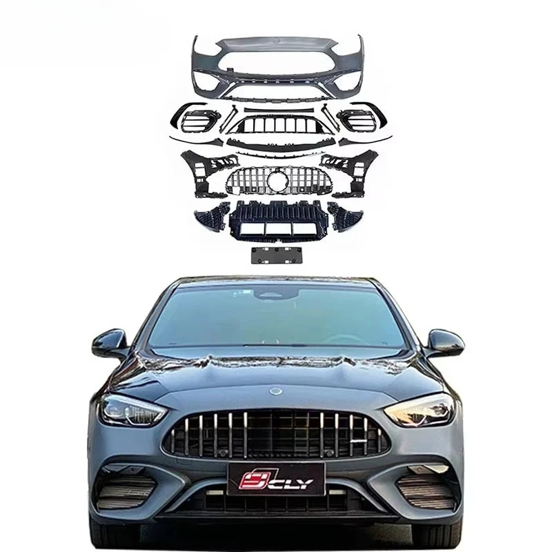

Вспышка распродажа! Автомобильный бампер CLY для C-класса W206, обновленный комплект кузова C63, решетка переднего бампера 2022, W206 C63, бампер