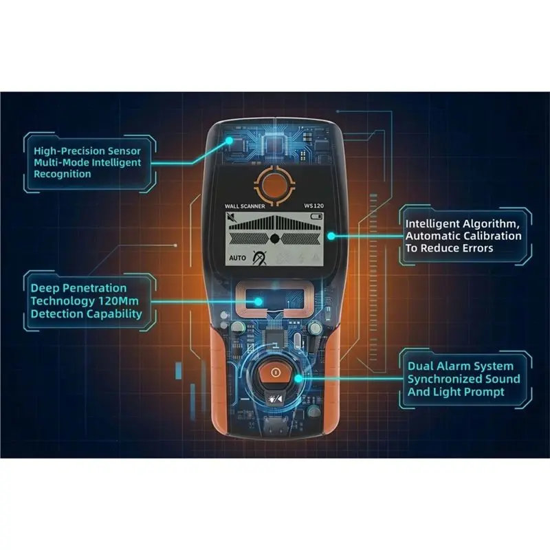 WCS-WS120 Locator For Home Renovation Intelligent Wall Scanner, Precise Rebar& Pipeline Detection Tool
