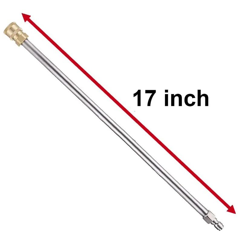 Pressure Washer Extension Rod, 17-Inch Stainless Steel 1/4 Inch Quick-Connect Electric Washer Nozzle, 2 Pieces