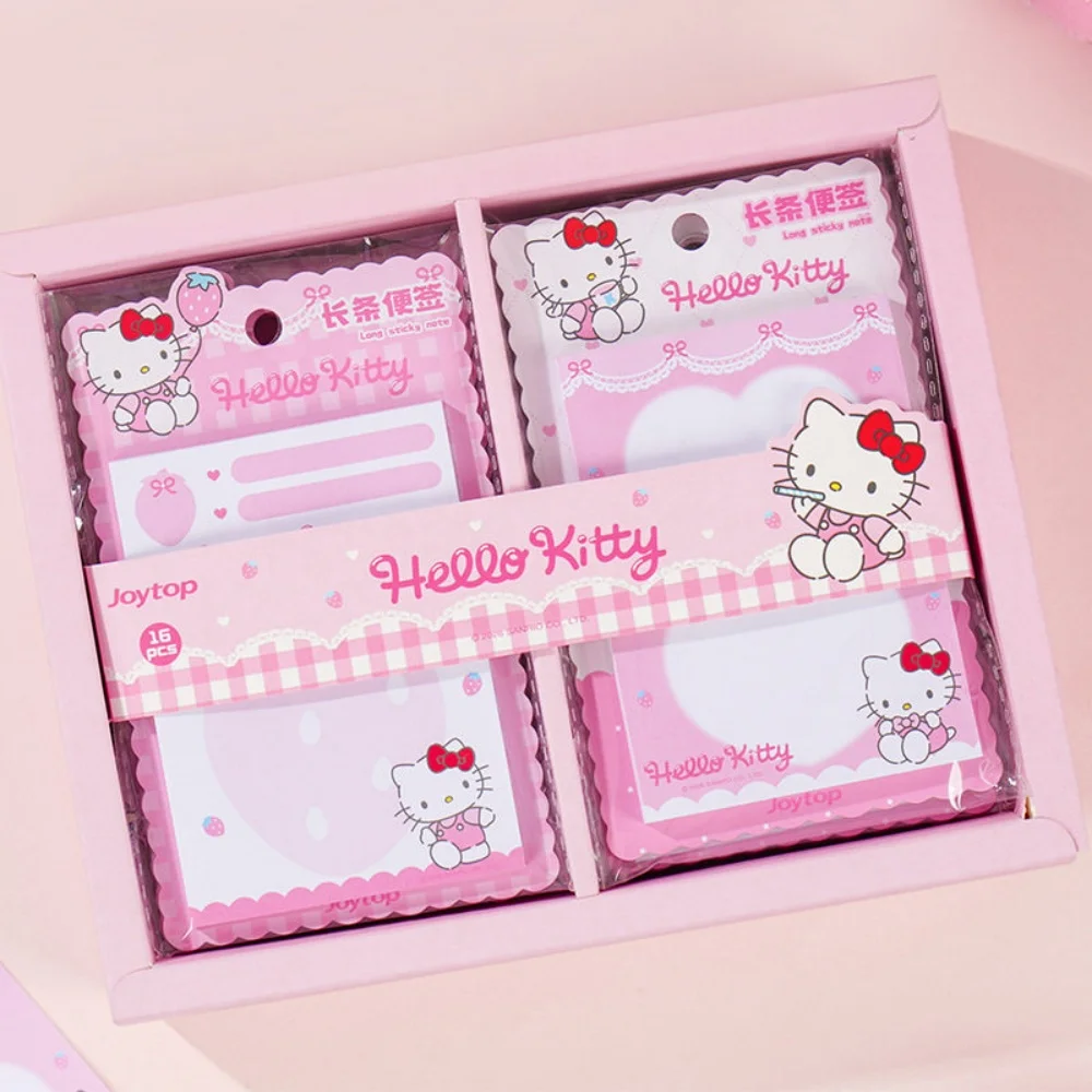 Genuine Sanrio Hello Kitty Kawaii Cartoon Memo Notebook Strawberry Series Long Sticky Note Pad for Women Students School Office